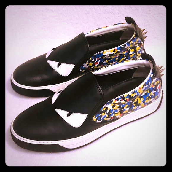Fendi Other - Fendi Monster Eyes Confetti Leather Skate Sneakers